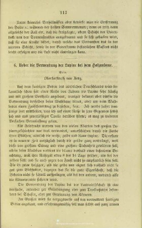 VI.6. Ueber die Verwendung der Lupine bei dem Holzanbaue