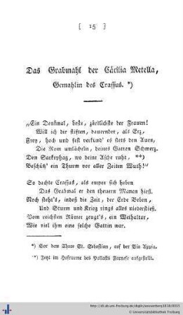 Das Grabmal der Cäcilia Metella