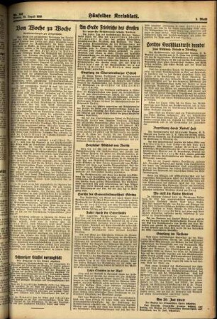 Zweite Ausgabe vom Montag, den 29. August 1938.