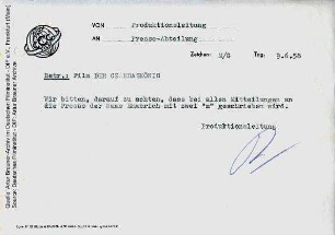 Interne Korrespondenz