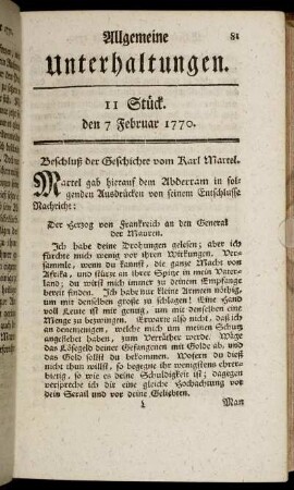 11 Stück. den 7 Februar 1770.