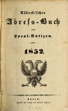 Lübeckisches Adressbuch. 1852