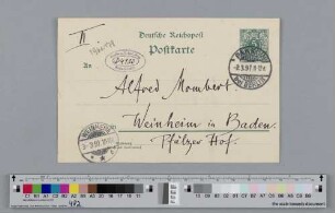 Postkarte an Alfred Mombert