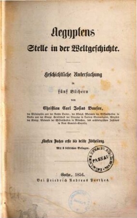 Aegyptens Stelle in der Weltgeschichte : geschichtliche Untersuchung in fünf Büchern, 5,1