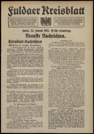 Erste Ausgabe vom Samstag, den 23. Januar 1915.