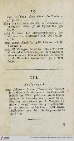 VIII. (Nr. 2988-3292)