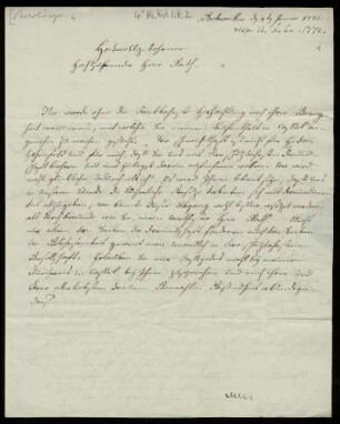 Brief von Franz Cölestin von Beroldingen an Rudolf Erich Raspe