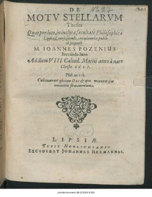 De Motu Stellarum Theses
