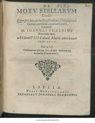 De Motu Stellarum Theses