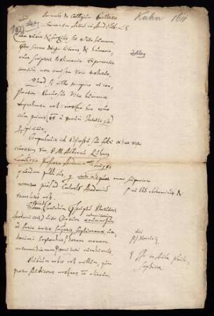 Todesanzeige des Prof. Albert Kuhnius [Kuon], 1611.