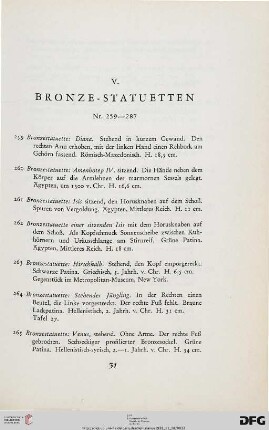 V. Bronze-Statuetten (Nr. 259-287)