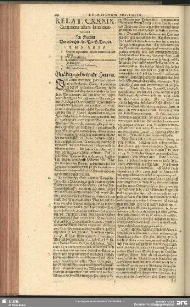 Relat. CXXXIX. [CXL.] Continens aliam Interlocutoriam. In Sachen Vorgedachter der P. & G. Vogten