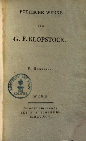 Klopstocks Werke, 5