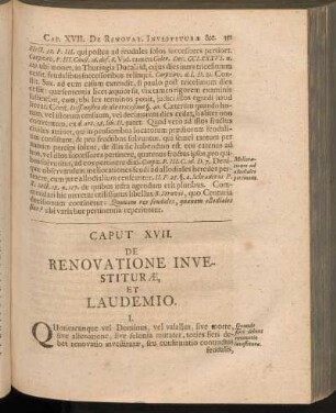 Caput XVII. De Renovatione Investiturae, Et Laudemio