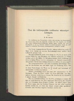 Über die Gefrierpunkte verdünnter wässeriger Lösungen.