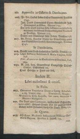 Index II. Libri miscellanei & omissi