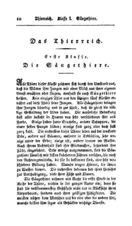 Das Thierreich. Erste Klasse