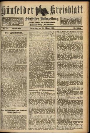 Zweite Ausgabe vom Donnerstag, den 22. Oktober 1925.