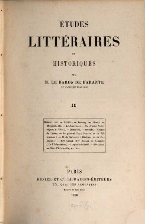 Études littéraires et historiques. 2