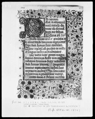 Lateinisches Gebetbuch aus Kloster Baumburg — Initiale D und Vollbordüre, Folio 41recto