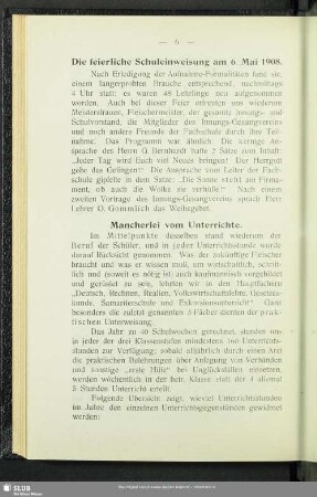 Mancherlei vom Unterrichte