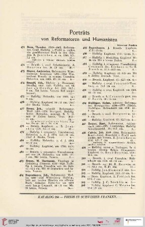 Porträts von Reformatoren und Humanisten (Nr. 471-690)