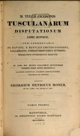 M. Tullii Ciceronis Tusculanarum disputationum libri quinque, 1