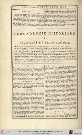 Chronologie historique des vicomtes de Fézenzaguet