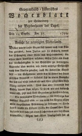 No. 37. Den 14. Septbr. 1799.