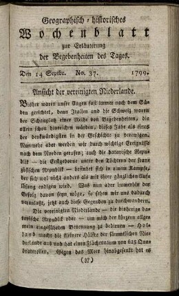 No. 37. Den 14. Septbr. 1799.