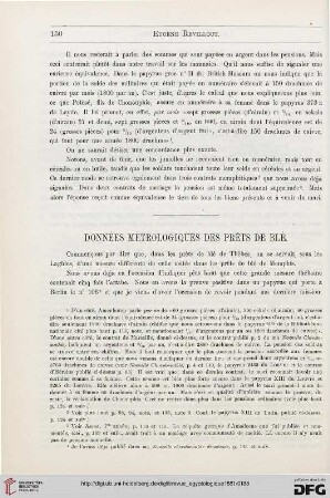 2: Données métrologiques des prêts de blé