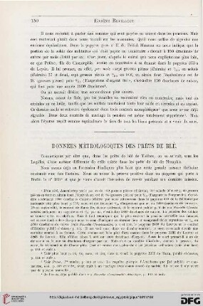 2: Données métrologiques des prêts de blé