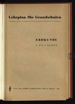 1955: Erdkunde : 5. bis 8. Klasse