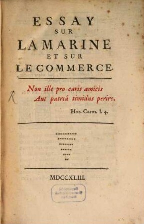 Essai sur la Marine et sur le Commerce