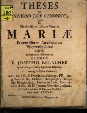 Theses ex universo iure canonico