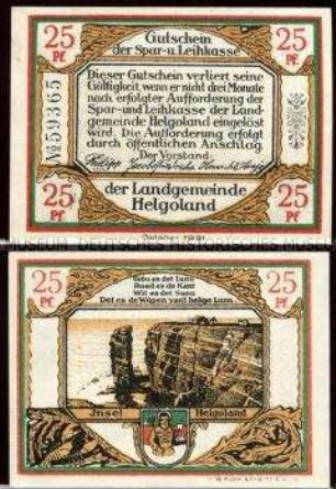 Helgoland, Notgeldserie, 25 Pfennig