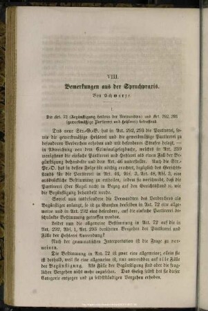 VIII. Bemerkungen aus der Spruchpraxis