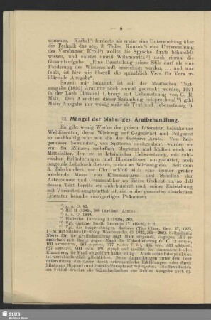 II. Mängel der bisherigen Aratbehandlung