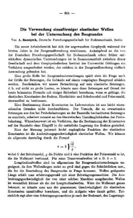 Die Verwendung sinusförmiger elastischer Wellen bei der Untersuchung des Baugrundes
