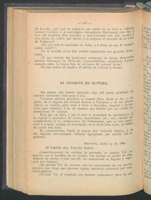 El combate de Olivera.
