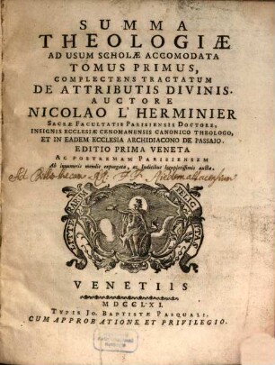Summa Theologiæ Ad Usum Scholæ Accomodata, 1. Complectens Tractatum De Attributis Divinis