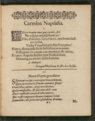 Carmina Nuptialia.