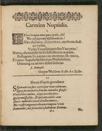 Carmina Nuptialia.