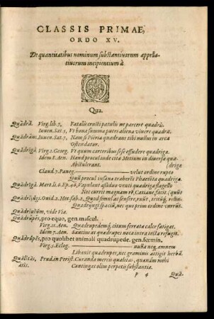 Classis Primae, Ordo XV. ... Q