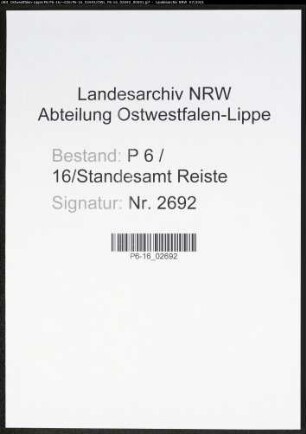 Heiratsregister Standesamt Reiste