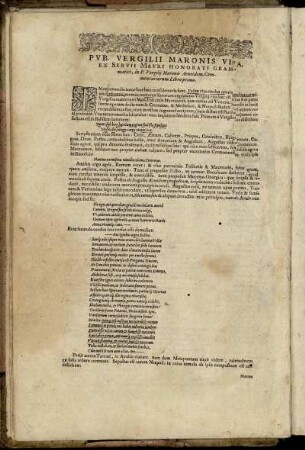 P V B. Vergilii Maronis Vita, Ex Servii Mauri Honorati Grammatici, [...] Commentariorum Libro primo.
