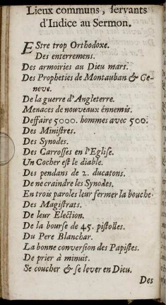 Lieux communs, servants d'Indice au Sermon