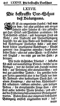 LXXVIII. Die bestraffte Vorschau deß Bräutigams