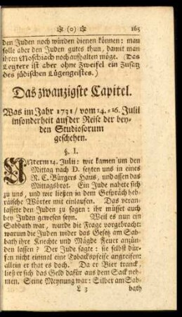 Das zwanzigste Capitel. Was im Jahr 1731, vom 14. - 16. Juli ... geschehen.