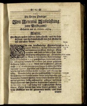 III. Die dritte Predigt/ Von Jeremia Ausrüstung zum Predigamt.